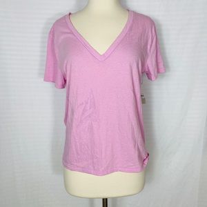 New BP Women's Tee T-Shirt L Sleeve V-neck Pink